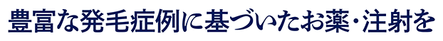 豊富な発毛症例に基づいたお薬・注射を